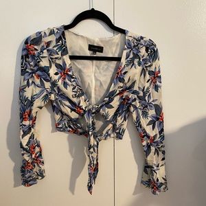 Majorelle Floral Tie Front Blouse - Size S